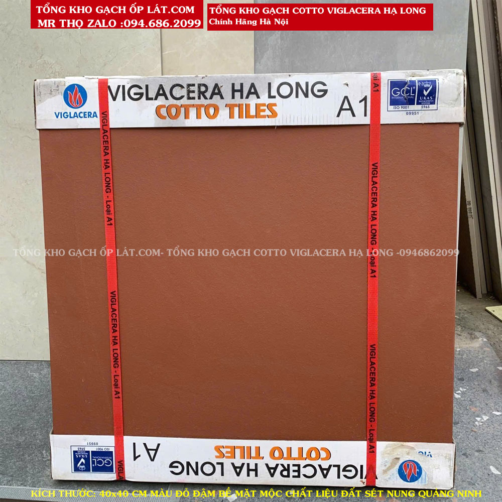 Gạch Cotto VIGLACERA HẠ LONG GIẾNG ĐÁY 400X400 ĐỎ ĐẬM MỘC A1